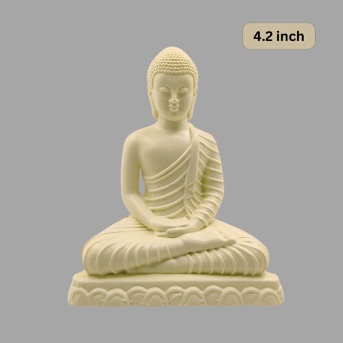 4.2 Inch Pearl Color Samadhi Buddha Statue - Fiber Plastic