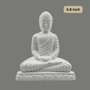 4.8 Inch White Samadhi Buddha Statue - Fiber Plastic