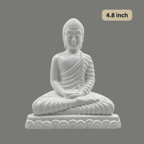 4.8 Inch White Samadhi Buddha Statue - Fiber Plastic