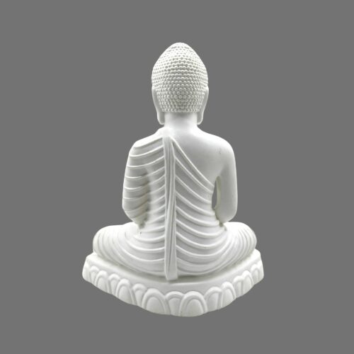 4.8 Inch White Samadhi Buddha Statue - Fiber Plastic