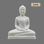 3 Inch White Color Small Samadhi Buddha Statue - Plastic