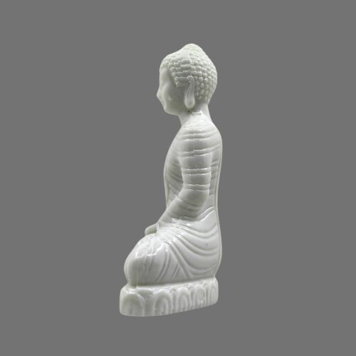 3 Inch White Color Small Samadhi Buddha Statue - Plastic