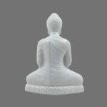 3 Inch White Color Small Samadhi Buddha Statue - Plastic