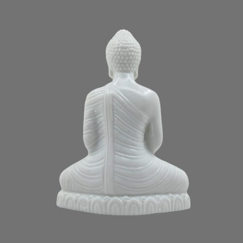 3 Inch White Color Small Samadhi Buddha Statue - Plastic