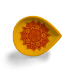 Ceramic Oil Lamp with Red Mandala Art - Orange Base for Home, Temple Alter Or Decorations