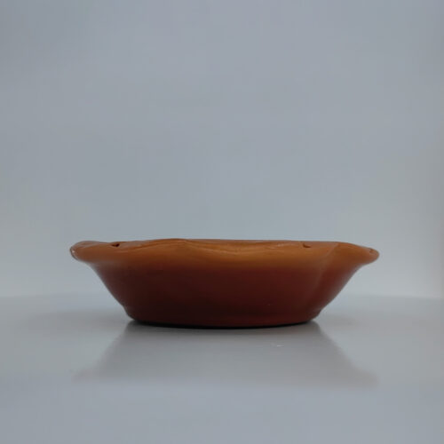 Polished Natural Clay Flower Tray (1" x 4.5") for Buddha Statues (Lotus Flower Shaped)
