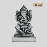 4.5 Inch Black & Gray Ganesh Statue with Book - God of Knowledge & Success