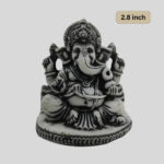 Small Ganesh Statue 2.8 Inch Black & Gray Granite  - God of Knowledge & Success