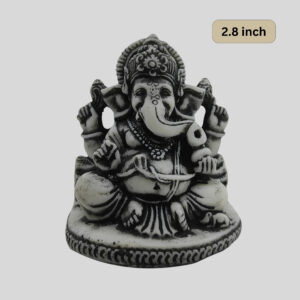 Small Ganesh Statue 2.8 Inch Black & Gray Granite  - God of Knowledge & Success