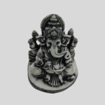 Small Ganesh Statue 2.8 Inch Black & Gray Granite  - God of Knowledge & Success