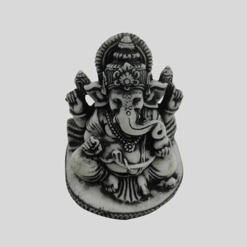 Small Ganesh Statue 2.8 Inch Black & Gray Granite  - God of Knowledge & Success