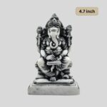 Granite Ganesh Statue with Book 4.7 Inch Black & Gray  - God of Knowledge & Success
