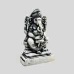 Granite Ganesh Statue with Book 4.7 Inch Black & Gray  - God of Knowledge & Success