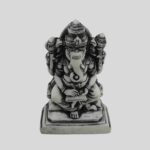 Granite Ganesh Statue with Book 4.7 Inch Black & Gray  - God of Knowledge & Success