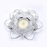Crystal Glass Lotus Flower Shaped Candle Holder with Small Soy Wax Candle