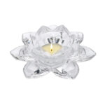 Crystal Glass Lotus Flower Shaped Candle Holder with Small Soy Wax Candle