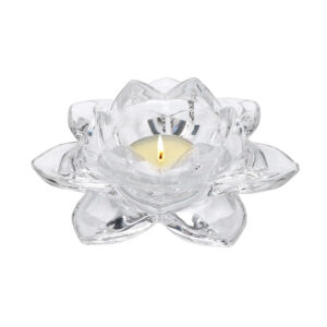 Crystal Glass Lotus Flower Shaped Candle Holder with Small Soy Wax Candle