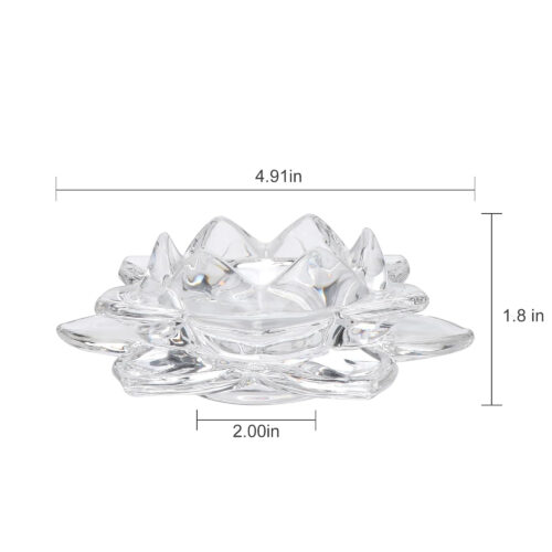 Crystal Glass Lotus Flower Shaped Candle Holder with Small Soy Wax Candle
