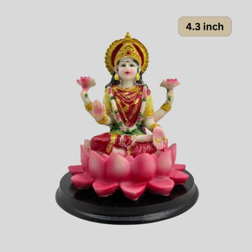 Lakshmi Statue 4.3 Inch Colorful Fiberglass - Goddess of Wealth & Prosperity