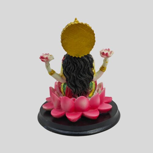 Lakshmi Statue 4.3 Inch Colorful Fiberglass - Goddess of Wealth & Prosperity