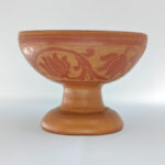 Engraved Natural Clay Flower Cup (3.4" x 4.6") for Buddha Statues & Decorations