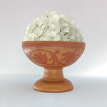 Engraved Natural Clay Flower Cup (3.4" x 4.6") for Buddha Statues & Decorations