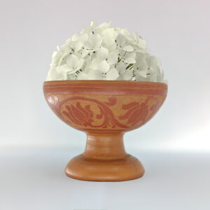 Engraved Natural Clay Flower Cup (3.4" x 4.6") for Buddha Statues & Decorations