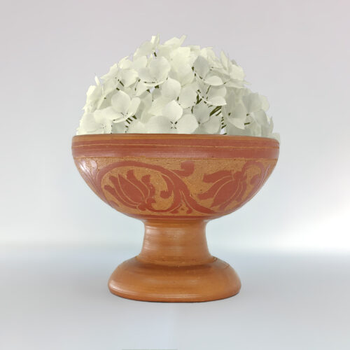 Engraved Natural Clay Flower Cup (3.4" x 4.6") for Buddha Statues & Decorations
