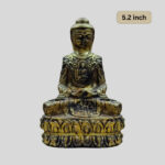Delicately Carved Buddha Statue (5.2 inches) Black and Gold Color Myanmar Cultural Style
