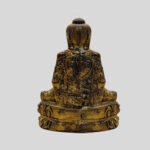 Delicately Carved Buddha Statue (5.2 inches) Black and Gold Color Myanmar Cultural Style