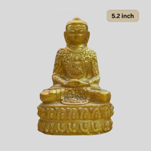 Delicately Carved Buddha Statue (5.2 inches) Gold Color Myanmar Cultural Style