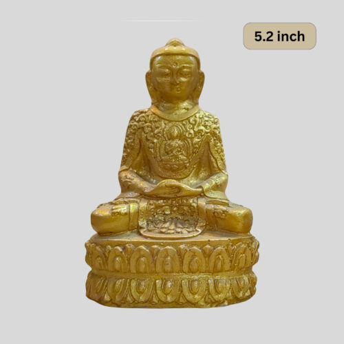 Delicately Carved Buddha Statue (5.2 inches) Gold Color Myanmar Cultural Style