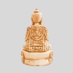 Delicately Carved Buddha Statue (5.2 inches) Light Orange mix Brown & Cream Color Myanmar Cultural Style