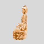 Delicately Carved Buddha Statue (5.2 inches) Light Orange mix Brown & Cream Color Myanmar Cultural Style