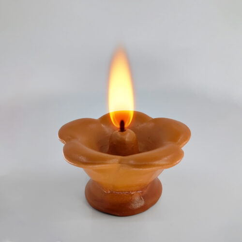Polished Natural Clay Lotus Flower Oil Lamp (2" x 3.5")