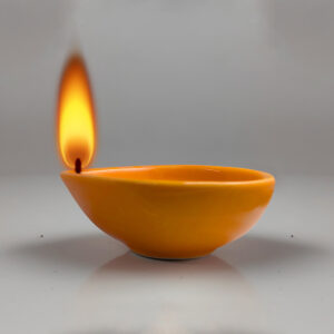 Ceramic Little Oil Lamp Orange Color