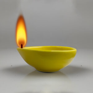 Ceramic Little Oil Lamp Yellow Color