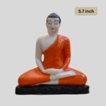 Resin Buddha Statue 14.5cm Orange Color Painted for Car, Van Dashboard & Religious Purposes (Copy)