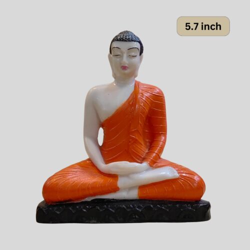 Resin Buddha Statue 14.5cm Orange Color Painted for Car, Van Dashboard & Religious Purposes (Copy)