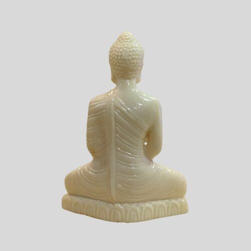 Resin Lord Buddha Statue 11.5cm Cream Color - Car, Van Dashboard & Religious Purposes