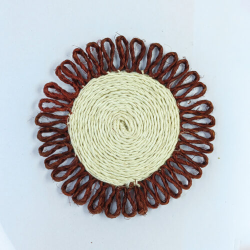 Handmade Natural Coir Altar Mat / Table Mat - Brown and Cream