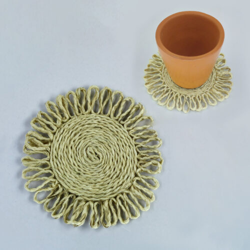 Handmade Natural Coir Altar Mat / Table Mat - Cream Color