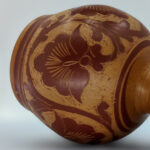 Engraved Natural Clay Water Cup (4.7" x 4") for Buddha Statues or Other Home Decoration
